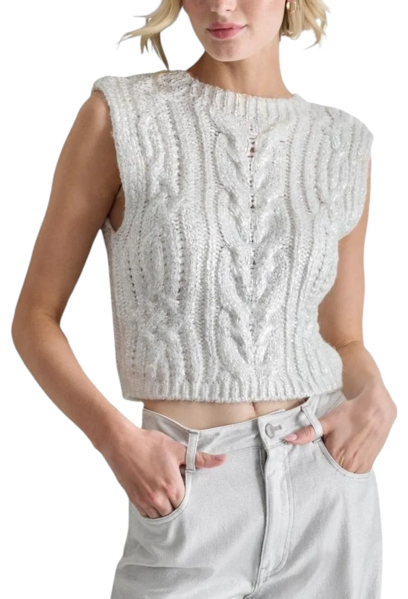 Πουλόβερ DKNY Αμάνικο DJ4R0359-IYS-IVORY-SLVR Γυναικείο