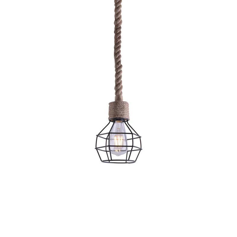 Φωτιστικό Οροφής Μονόφωτο Homelighting Grenade 77-3621 Rope/Black Matt