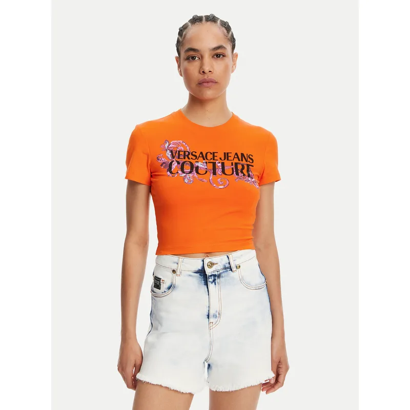 Versace Jeans Couture T-Shirt 78HAHC05 Πορτοκαλί Slim Fit
