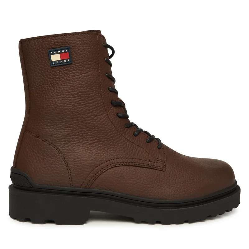 Μποτίνια Tommy Jeans Tjm Lace Up Tumbled High EM0EM01631 Καφέ
