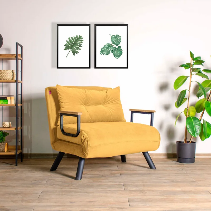 Πολυθρόνα Κρεβάτι Sando Single - Mustard 859Ftn2326 (67x41x50)