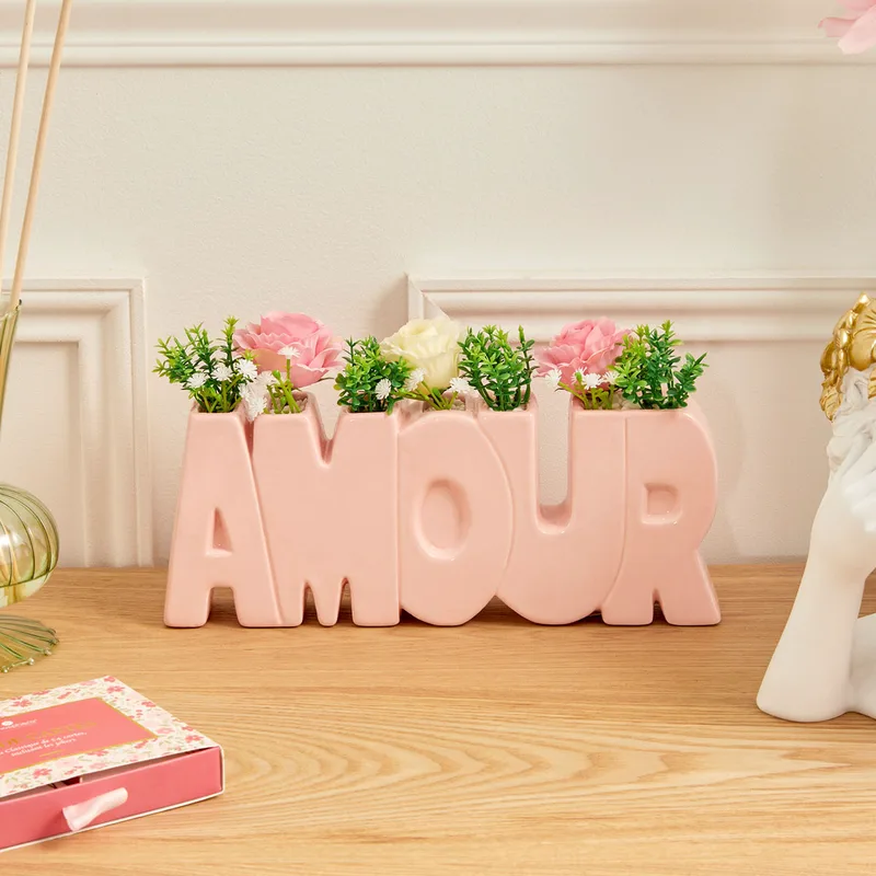Τεχνητό Λουλούδι Σε Γλάστρα 26εκ. A-S Rose Flower 214015 Ροζ