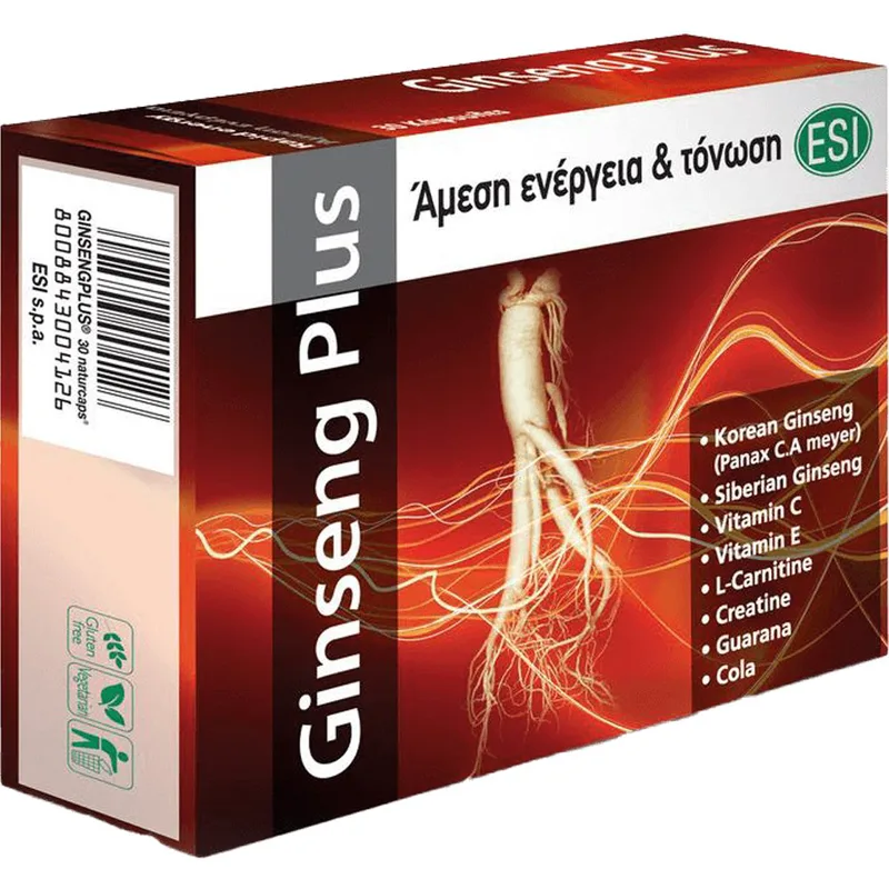 Esi Ginseng Plus Συμπλήρωμα Διατροφής Εκχυλίσματος Ginseng, Βιταμινών & Αμινοξέων για Άμεση Τόνωση & Ενέργεια 30caps