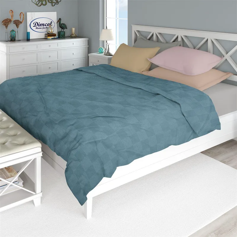 Κουβέρτα Βαμβακερή King 240x250εκ. Πικέ Petrol Dimcol (Ύφασμα: Βαμβάκι 100%, Χρώμα: Πετρόλ , Μέγεθος: King Size) - DimCol - 33122670002