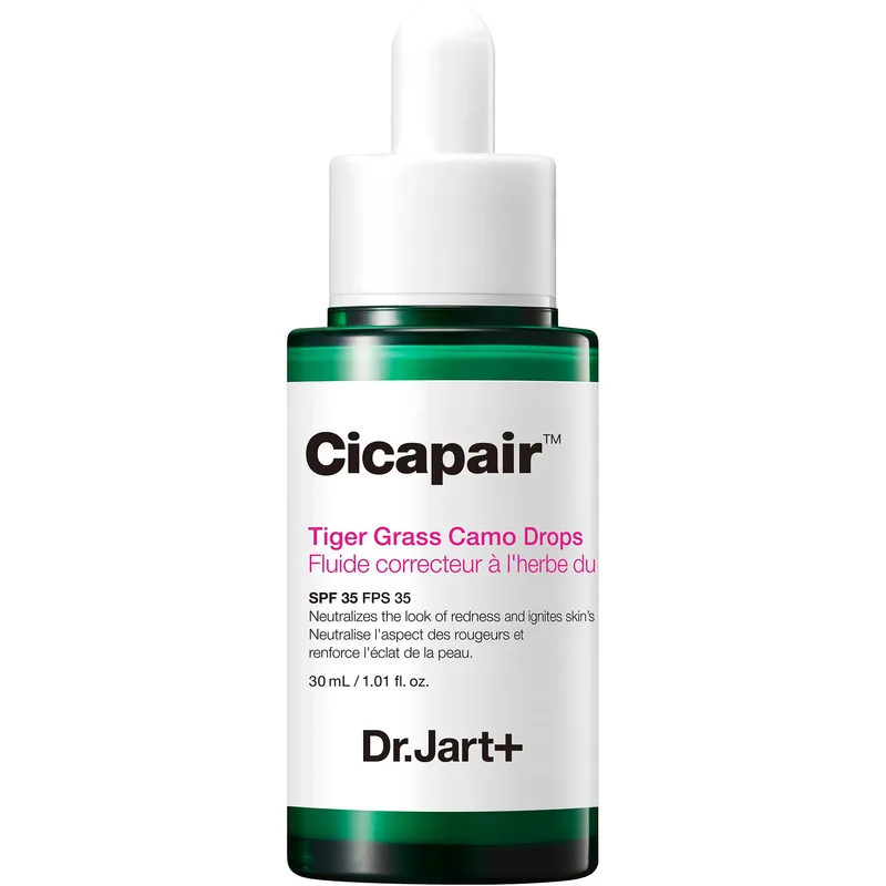 Dr.Jart+ Cicapair Tiger Grass Camo Face Drops Spf35 Ορός Προσώπου για Διόρθωση της Ερυθρότητας & Ομοιόμορφο Τόνο με Υψηλή Αντηλιακή Προστασία, Κατάλληλος για Ευαίσθητες Επιδερμίδες 30ml