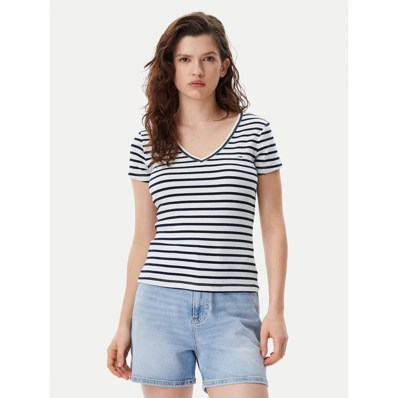 Tommy Jeans T-Shirt Essential DW0DW17385 Σκούρο μπλε Slim Fit