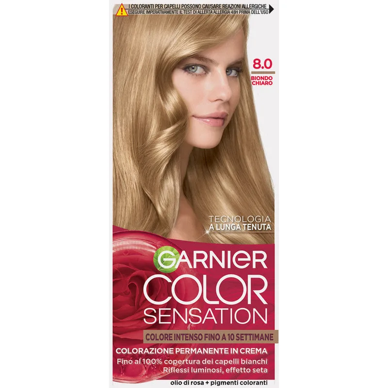 Garnier Color Sensation Permanent Cream Hair Color 8.0 Light Blonde
