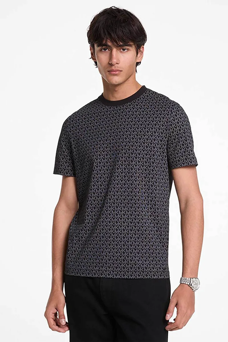 Michael Kors ανδρικό T-shirt με all-over monogram print Regular Fit - CS5529A5KS Μαύρο
