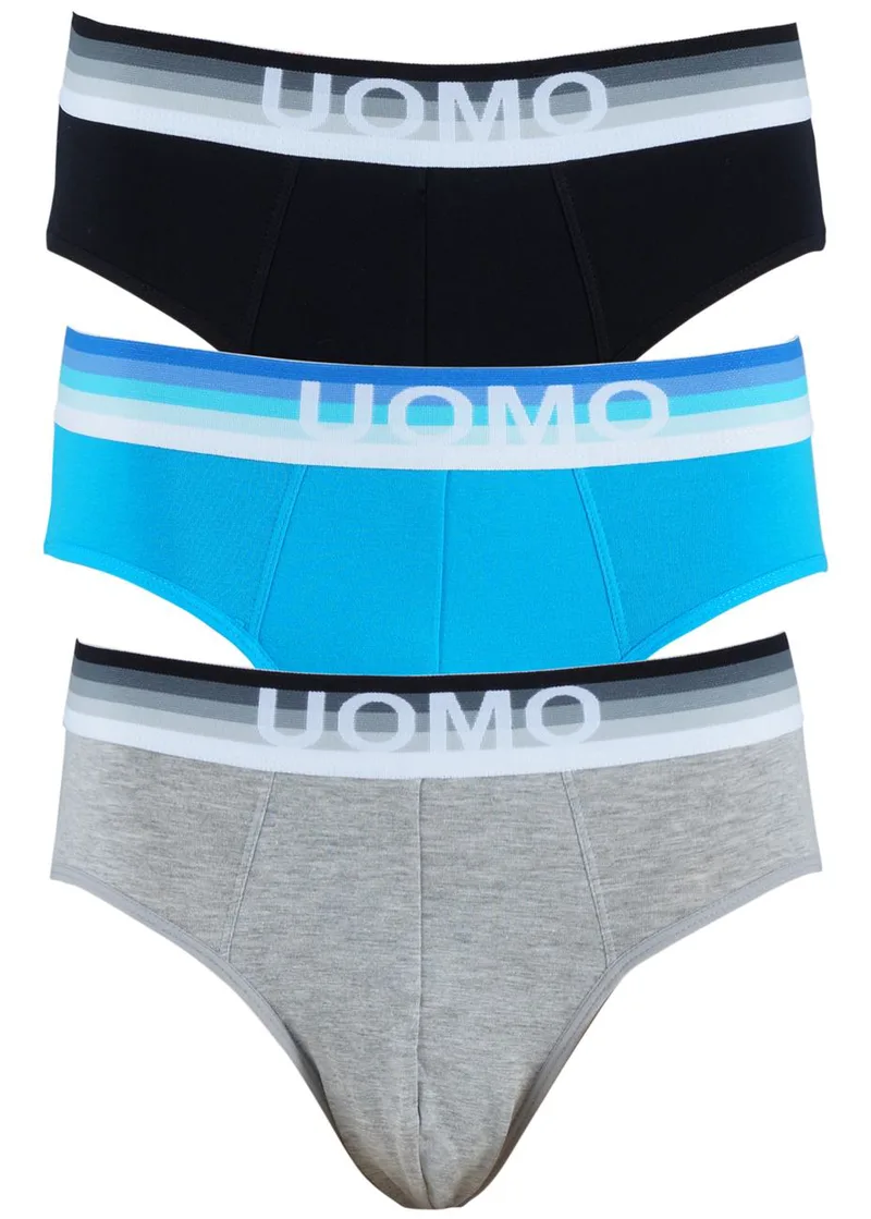 Slip Uomo cotton με εξωτερικό λάστιχο. Οικονομική συσκευασία 3 pack. ΜΑΥΡΟ ΤΥΡΚΟΥΑΖ ΓΚΡΙ
