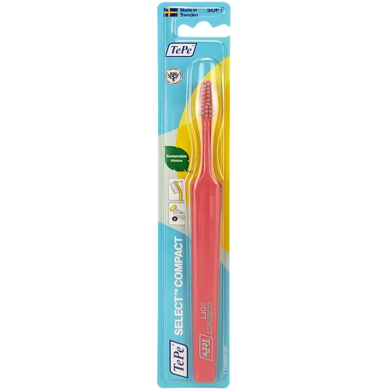 TePe Select Compact Soft Toothbrush Μαλακή Οδοντόβουρτσα με Μικρή Κεφαλή για Αποτελεσματικό Καθαρισμό 1 Τεμάχιο - Κόκκινο