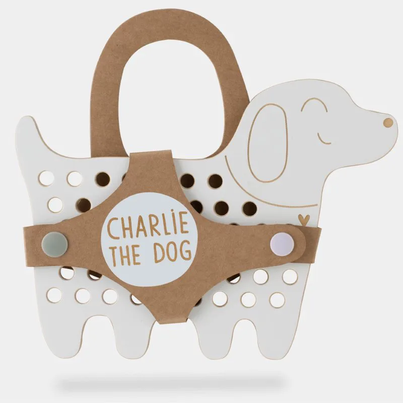 Milin Big Wooden Lacing Toy Dog Charlie παιχνίδι δραστηριοτήτων 15 cm x 20 cm x 0,7 cm 1 τμχ