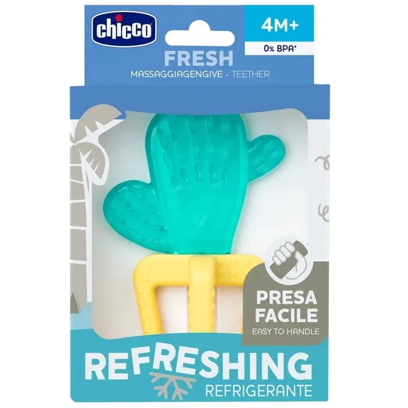 Chicco Refreshing Teether Δροσιστικός Κρίκος Οδοντοφυίας που Ανακουφίζει τα Ούλα του Μωρού, Μπορεί να Τοποθετηθεί & στο Ψυγείο 4m+ Cactus 1 Τεμάχιο