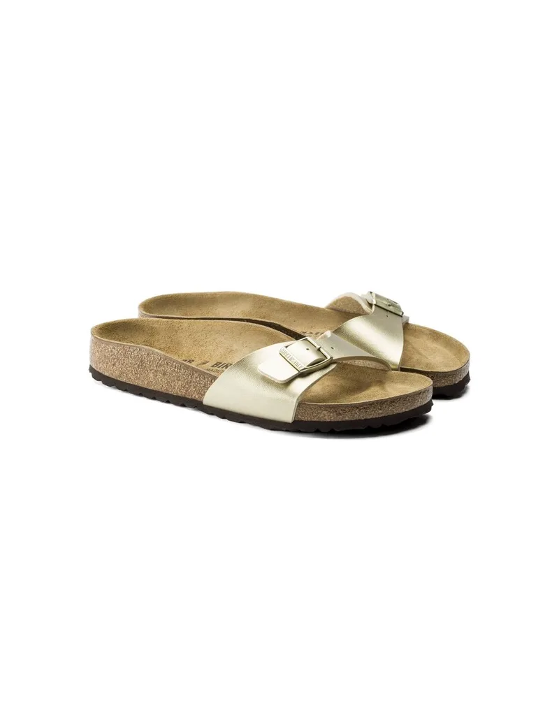 Birkenstock Madrid BirkoFlor Χρυσό regular women's flipflops wide gold 1016106