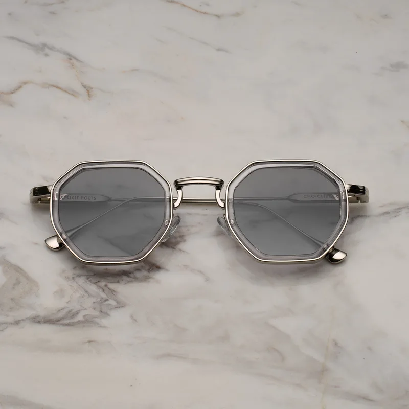 BEX A17EP3 - BEX - SILVER & CLEAR - GRADIENT GRAY Sunglasses | Silver & Clear | Gradient Gray Shades | Explicit Poets Sunglasses