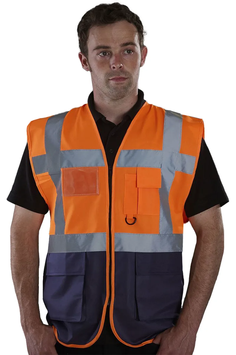 Γιλέκο με ανακλαστικές ταινίες Yoko HVW801 Fluo Orange/Navy