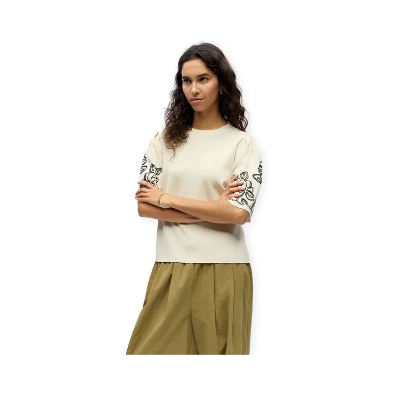Μπλούζα Object Flora Knit - Birch/Black