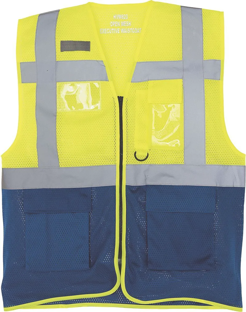 Γιλέκο με Ανακλαστικές Ταινίες Hi-Vis Open Mesh Yoko HVW820 Fluo Yellow/Royal Blue