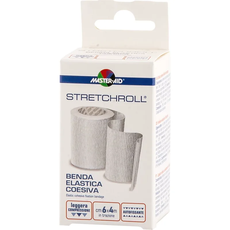 Master Aid Stretchroll Elastic Cohesive Fixation Bandage 4m x 6cm Αποστειρωμένος Αυτοκόλλητος Ελαστικός Επίδεσμος 1 Τεμάχιο