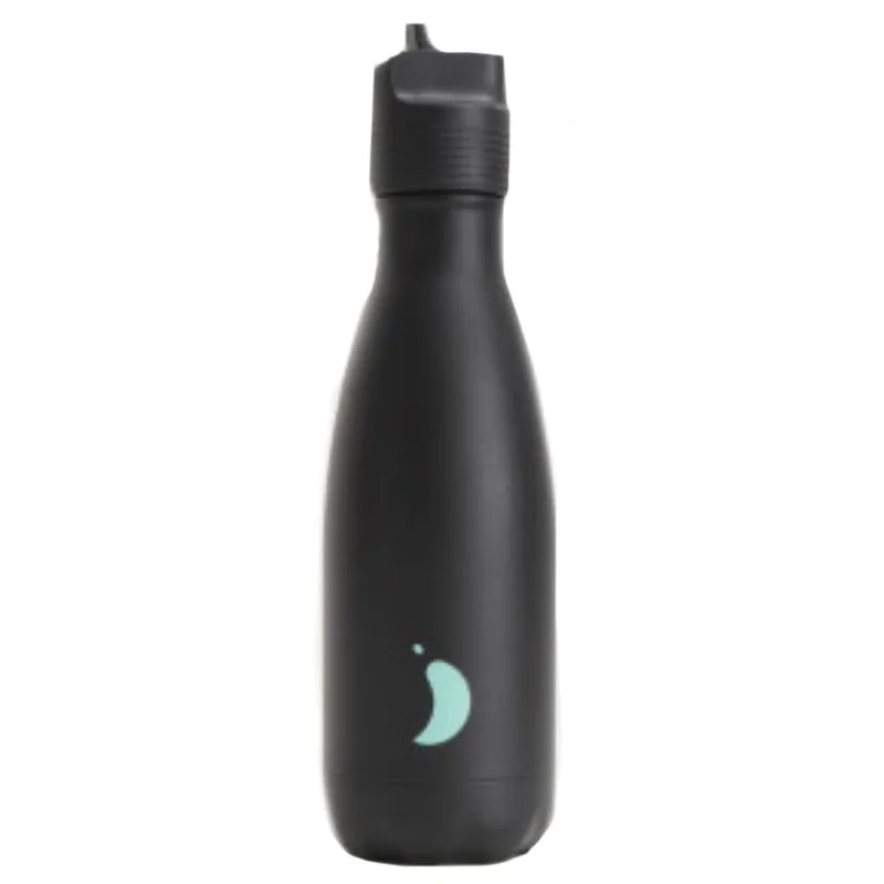 Chilly's Original Kids Bottle Ανοξείδωτο Παιδικό Μπουκάλι με Καλαμάκι που Διατηρεί το Νερό Δροσερό Όλη Μέρα 350ml - Jet Black