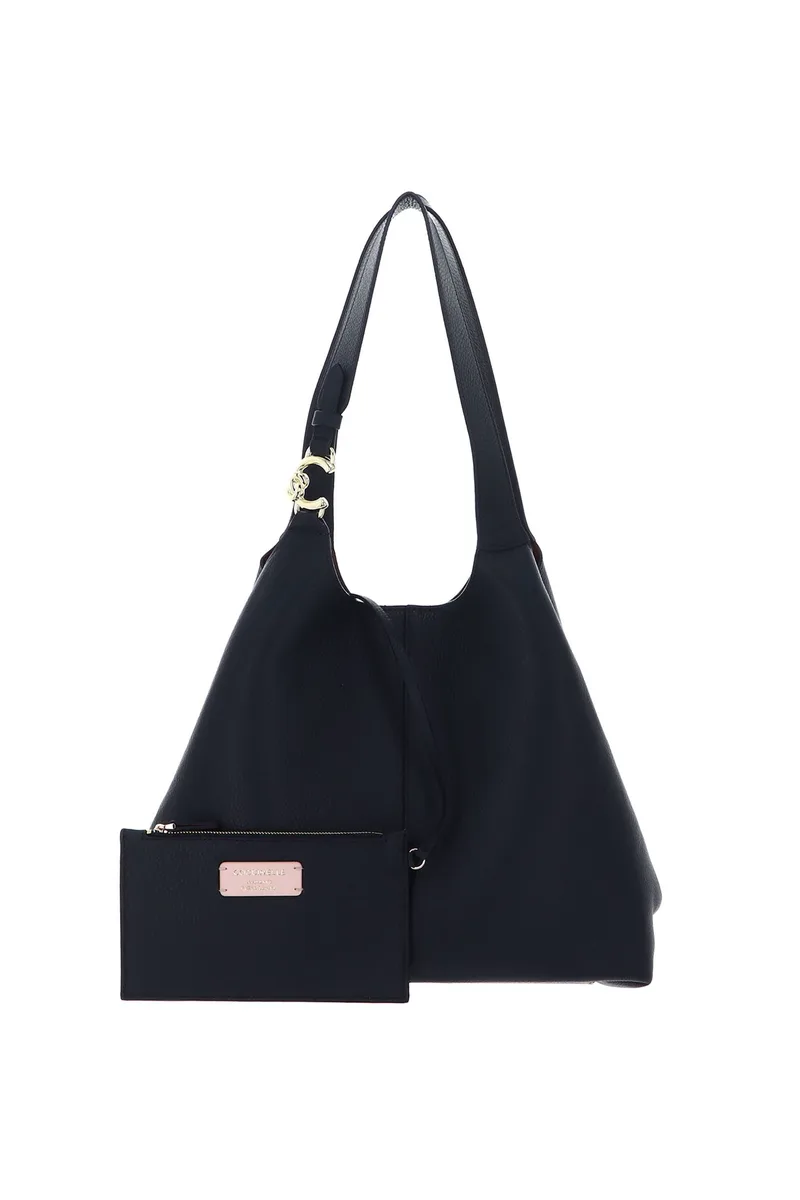 Coccinelle γυναικεία δερμάτινη τσάντα shopper "C-Easy Large" - E1SHA-110101 Μπλε Σκούρο