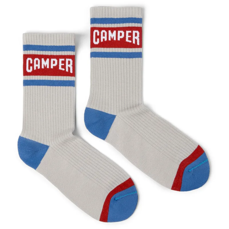 CAMPER Socks - Unisex Κάλτσες - Μπεζ,Μπλε,Κόκκινο, Μέγεθος M, Cotton fabric