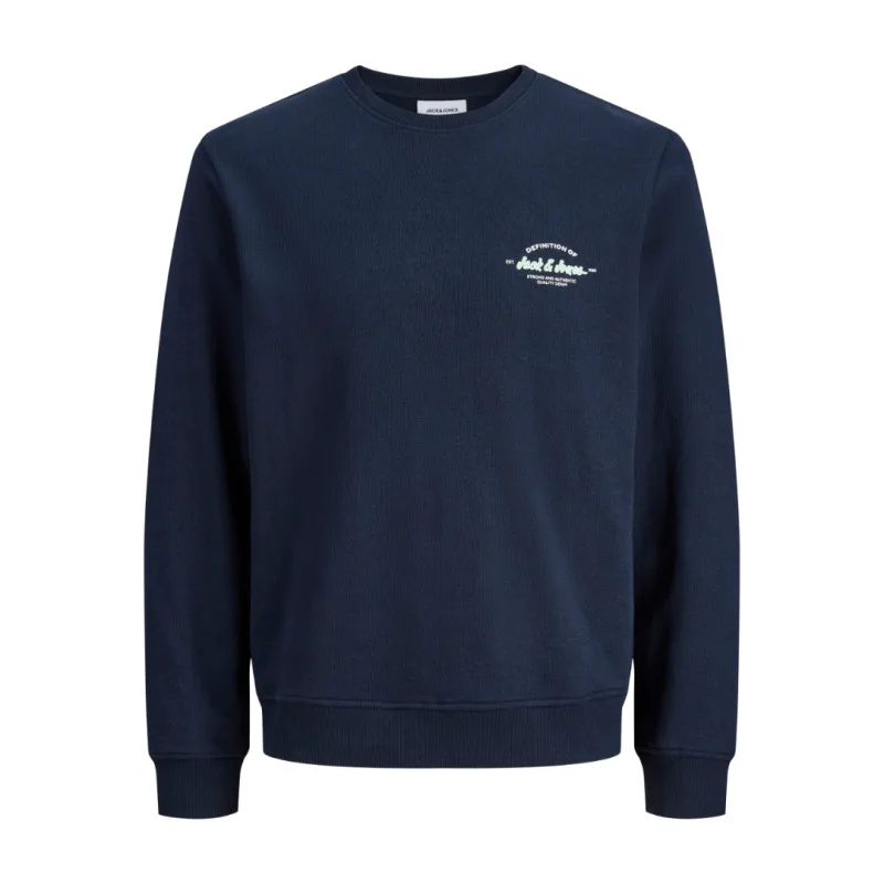 Jack & Jones "Brandon sweat crew neck"+fit,λεπτή φούτερ μπλούζα με μεταξοτυπία - Navy Blazer