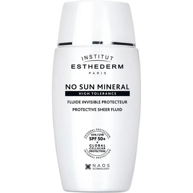 Institut Esthederm No Sun Mineral High Tolerance Fluide Spf50+ Αντηλιακή Κρέμα Προσώπου Πολύ Υψηλής Προστασίας με Φυσικά Φίλτρα Χωρίς Λευκά Σημάδια & Φυσικό Φινίρισμα 40ml
