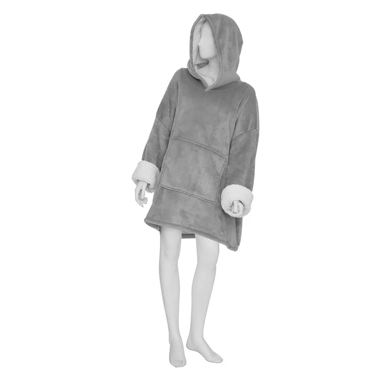 Fleece Φούτερ Με Sherpa A-S Hoodie Grey L-XL L-XL