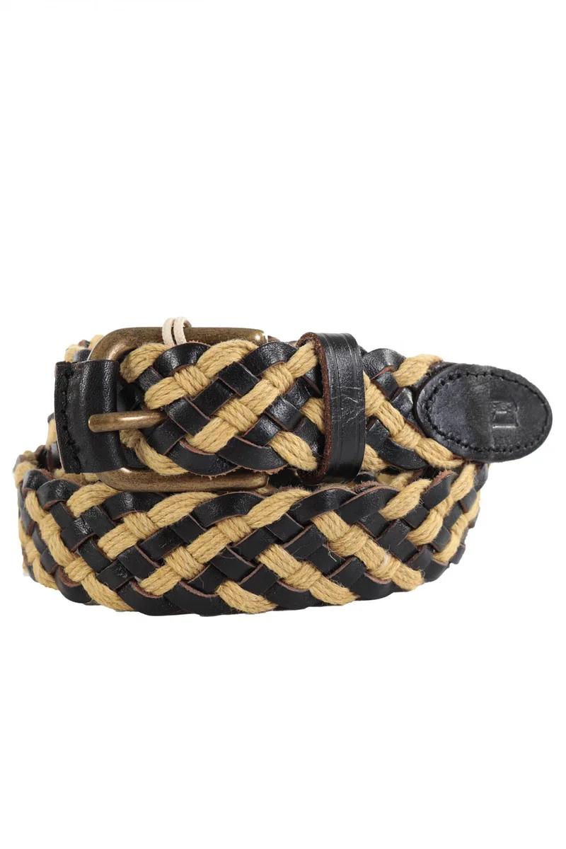 SCOTCH&SODA ΖΩΝΗ ΠΛΕΚΤΗ ΔΙΧΡΩΜΗ ΜΠΕΖ/ΜΑΥΡΟ