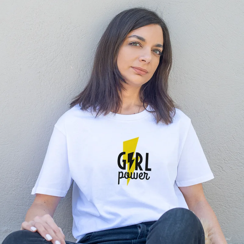 Girl Power - Organic Vegan T-Shirt Unisex - Λευκό - XL