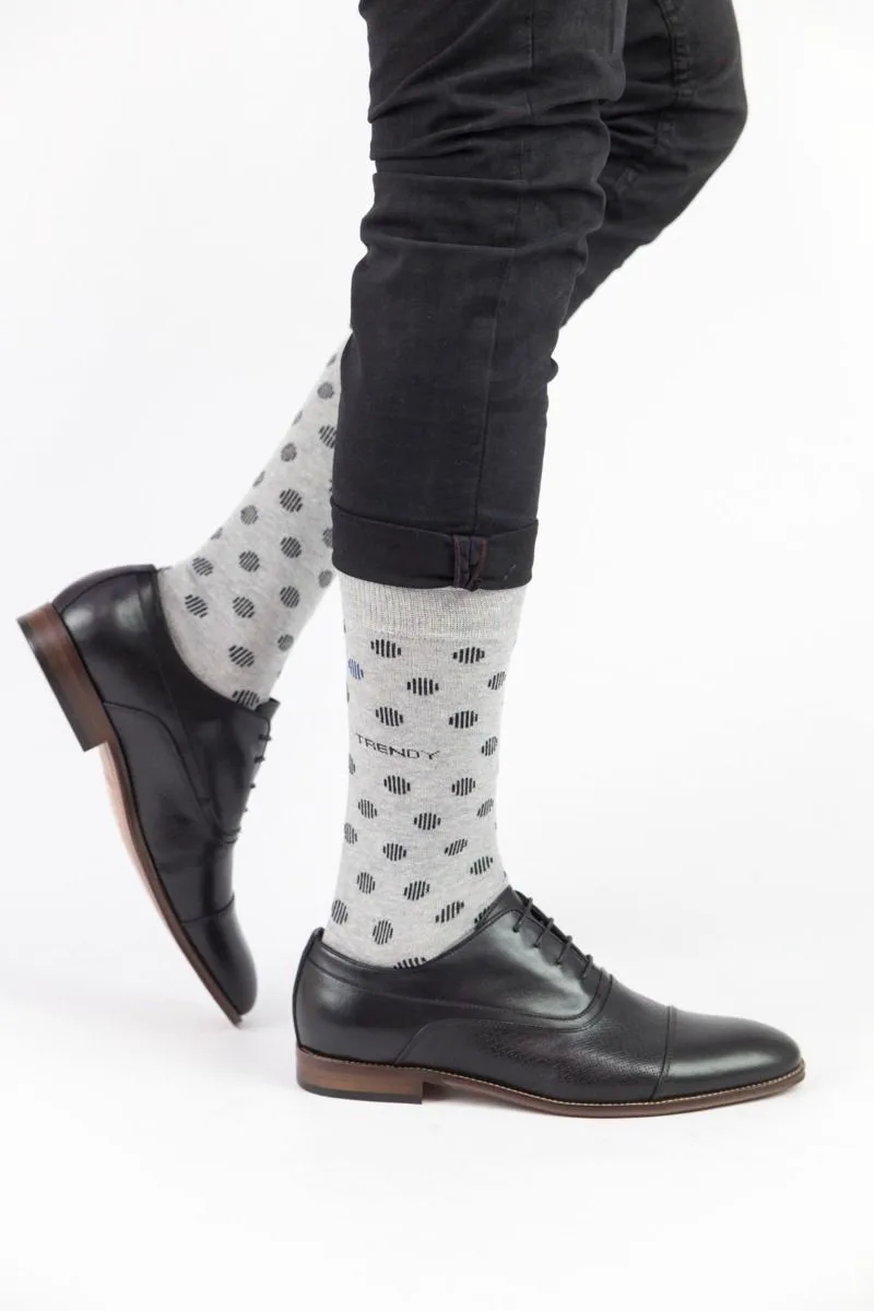 Ανδρικές fashion κάλτσες GREY DOTS Βαμβακερές Trendy 16127 Ανοιχτό Γκρί