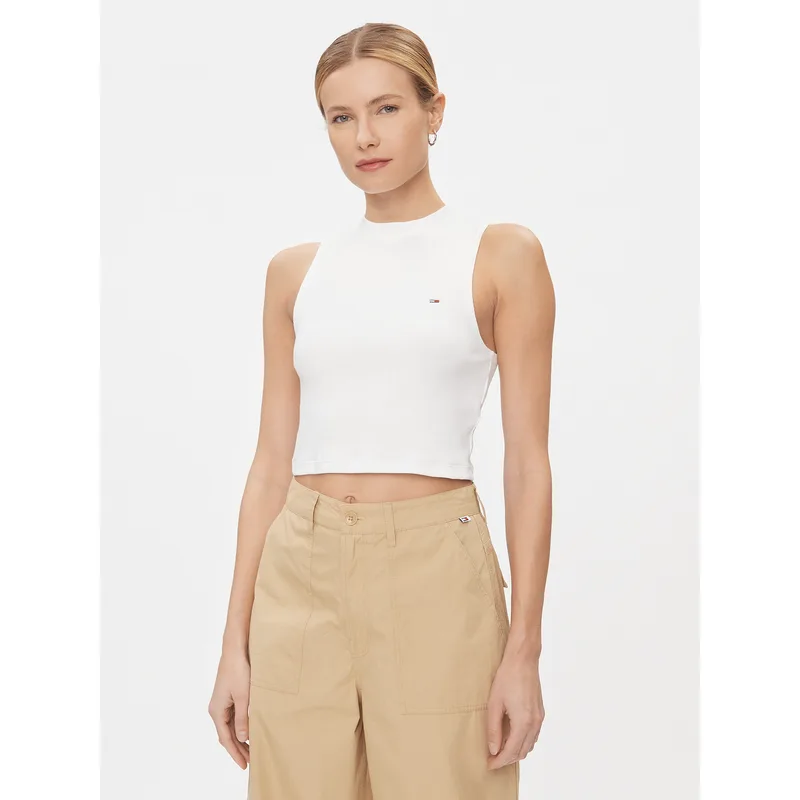 Tommy Jeans Τοπ DW0DW17533 Λευκό Regular Fit