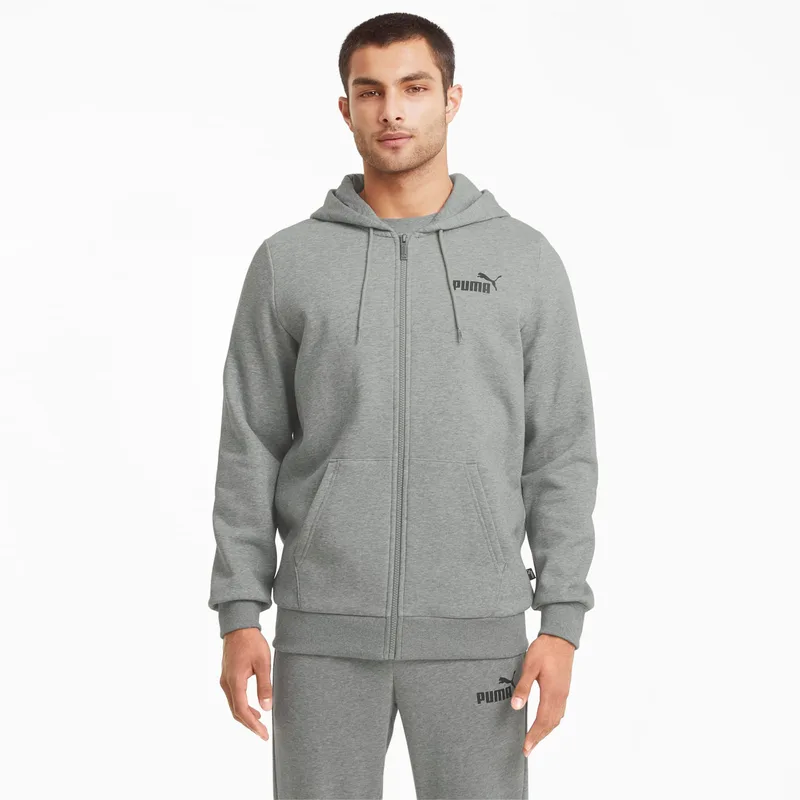 ESSENTIALS FULL-ZIP SMALL LOGO HOODIE ΓΚΡΙ