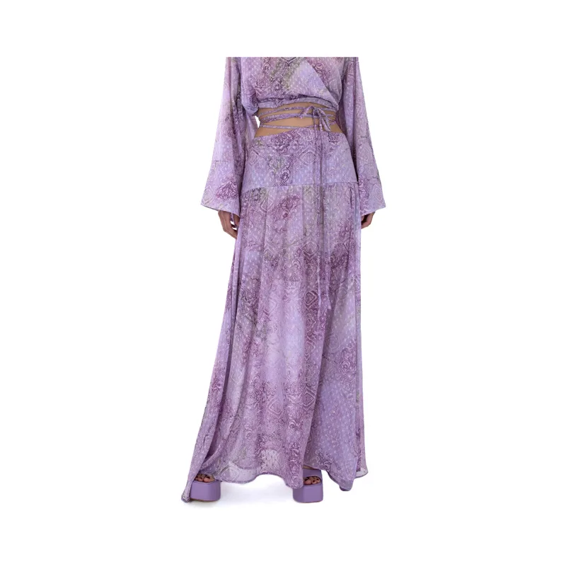 Μακρυές φούστες Project Soma OSSIAN LILAC MAXI SKIRT WOMEN