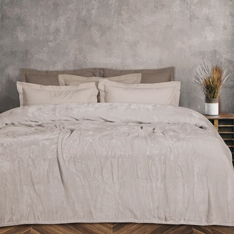 Κουβέρτα Fleece Υπέρδιπλη 220x240 Das Home Velour 1345 Μπεζ