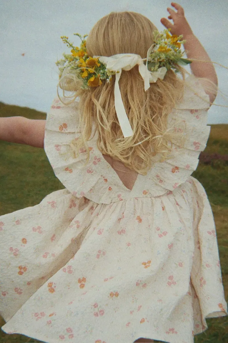 Konges Sløjd φόρεμα με βαμβάκι ELIN FRILL DRESS GOTS
