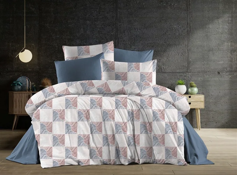 Σετ Σεντόνια King Size 4 Τεμαχίων Dimcol Κλεοπάτρα 610 240x270 Blue-Red