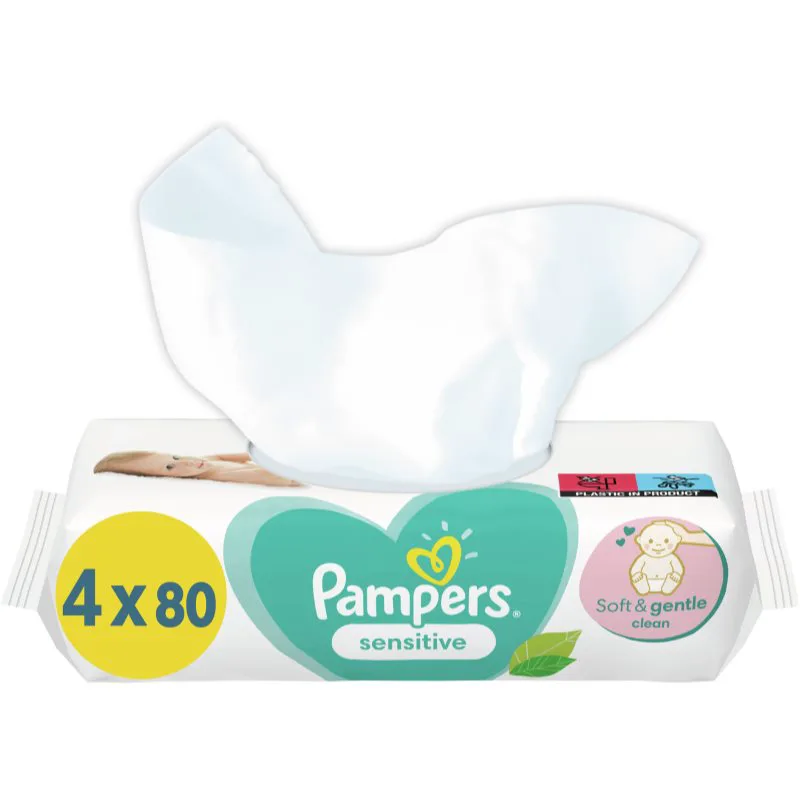 Pampers Sensitive υγρά μαντηλάκια καθαρισμού για παιδιά για ευαίσθητο δέρμα 4x80 τμχ