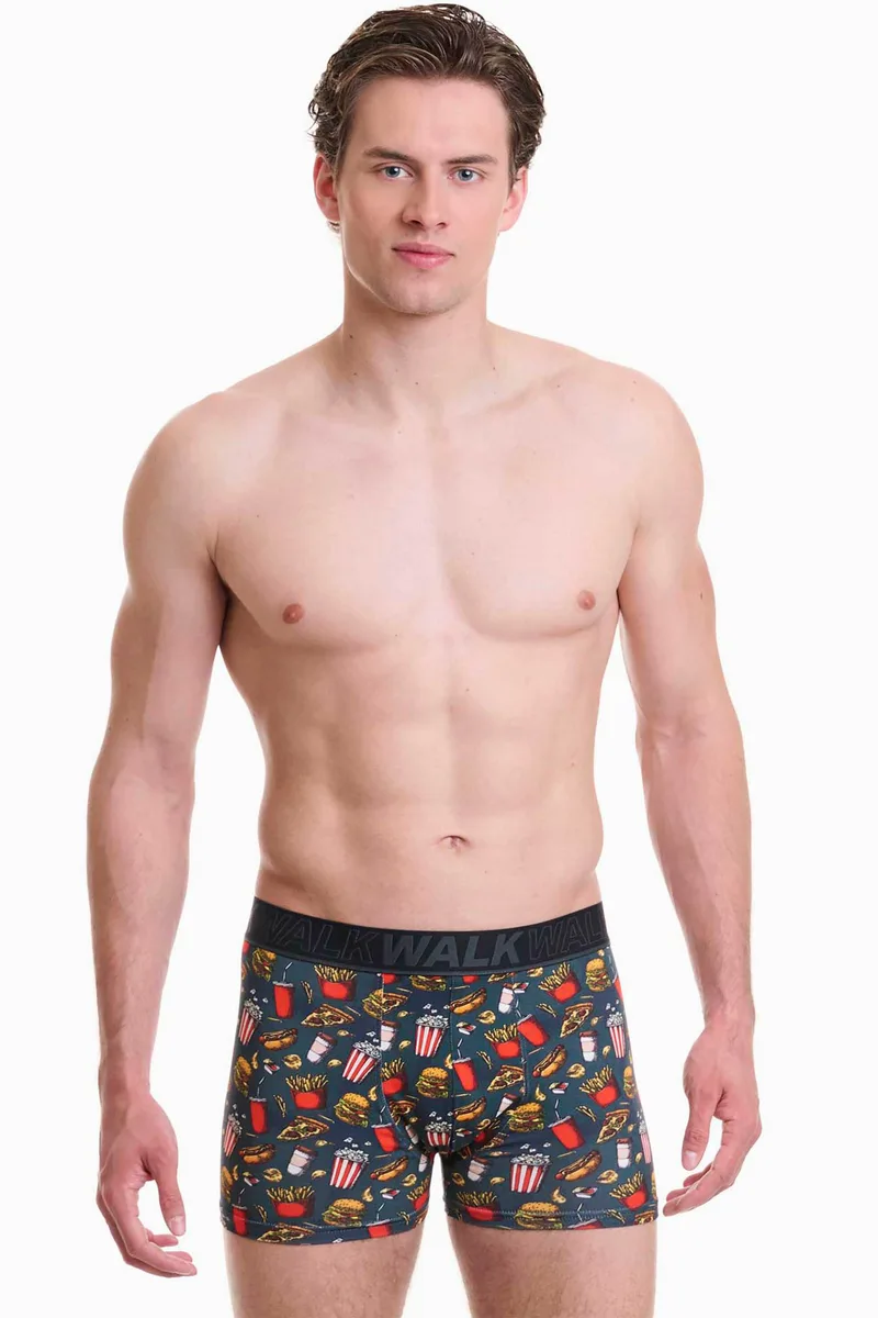 Walk ανδρικό μπόξερ με all-over print - W1754-14 Σκούρο Μπλε