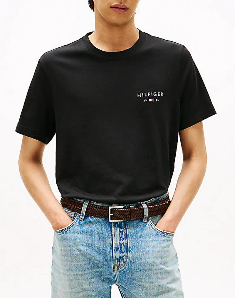 TOMMY HILFIGER BRAND LOVE SMALL HILFIGER TEE MW0MW41456-BDS Black