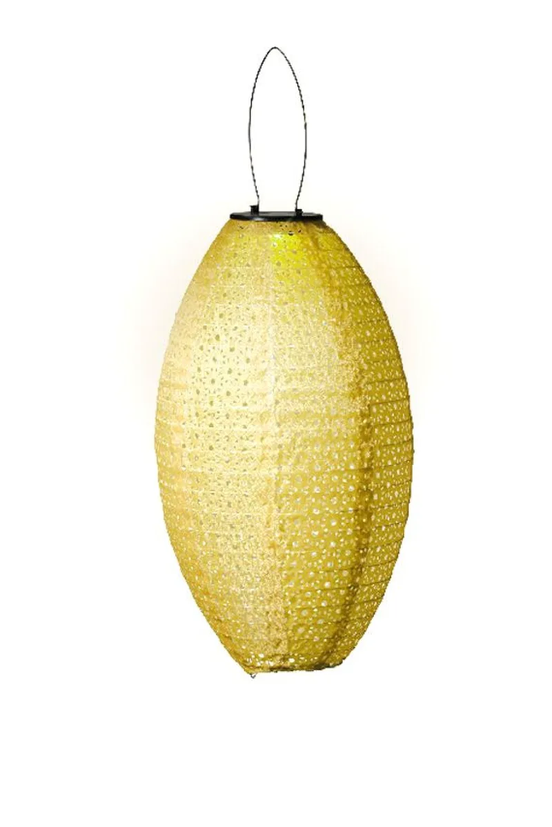 Ηλιακο Φωτιστικο Φαναρι Σε Οβαλ Σχημα 38Cm 23x23x38cm Κίτρινο Kaeming