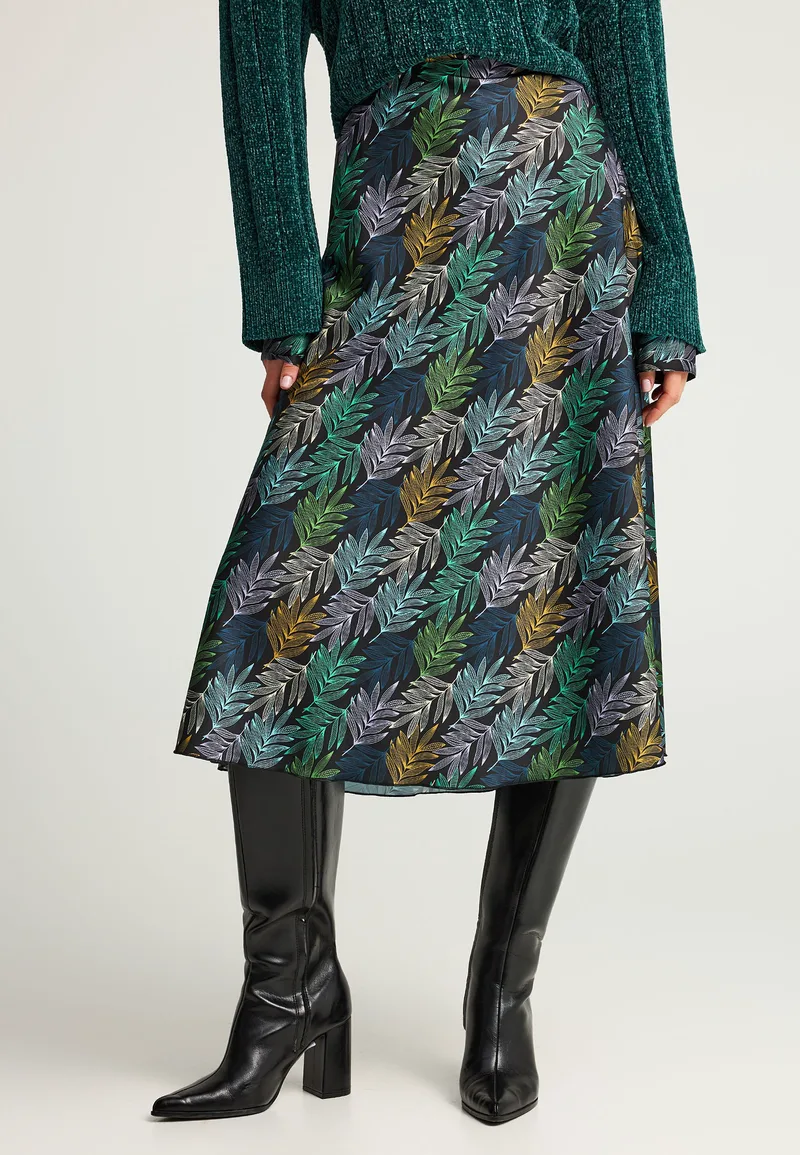 Midi φούστα με tropical print