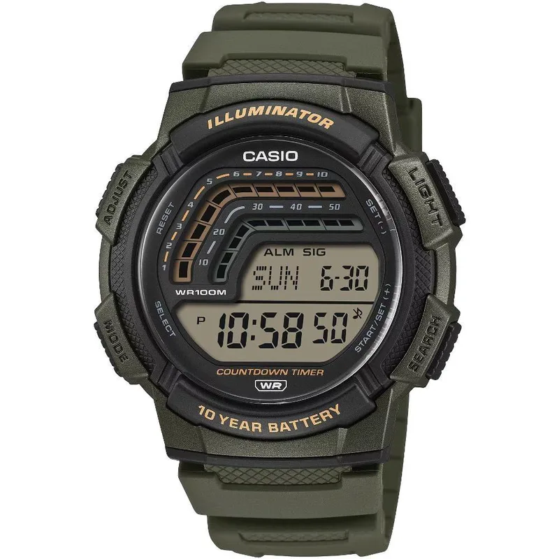 CASIO Collection Chronograph - WS-1800-3AVEF Khaki case with Khaki Rubber Strap