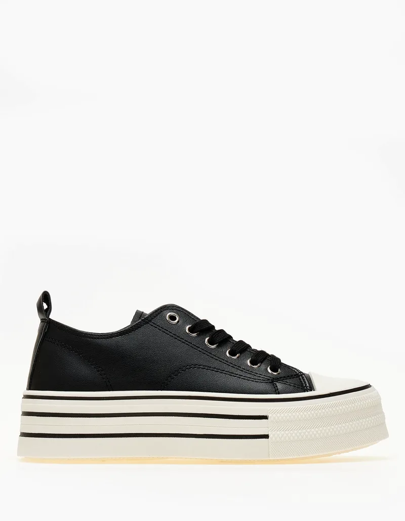 Γυναικεία sneakers με ψηλή σόλα - Μαύρο