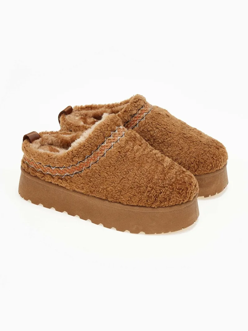 ERYNN Faux Fur Teddy Slippers - 9008 - Camel