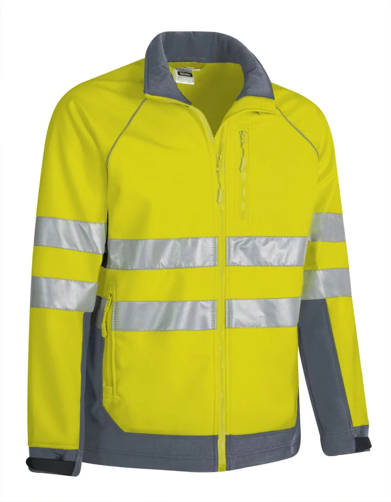 Μπουφάν Hi-Vis Softshell TACOMA Valento CQVATACAG Fluo Yellow-Cement Grey