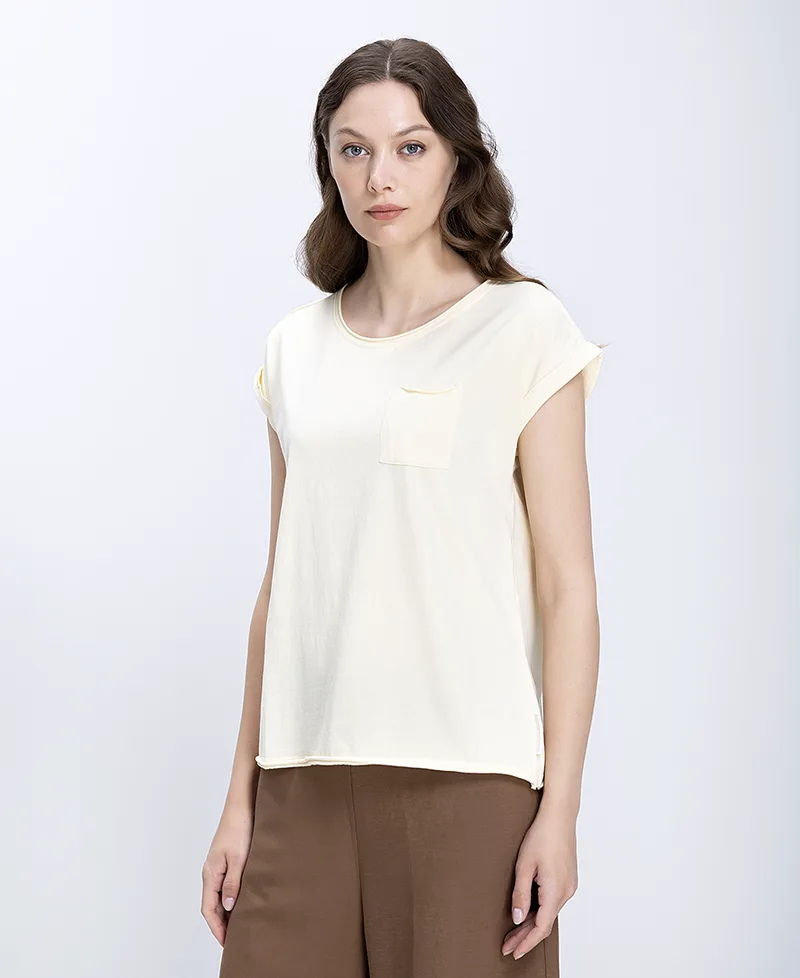 The Fashion People Γυναικεία Βαμβακερή Μπλούζα Regular Fit Με Τσέπη