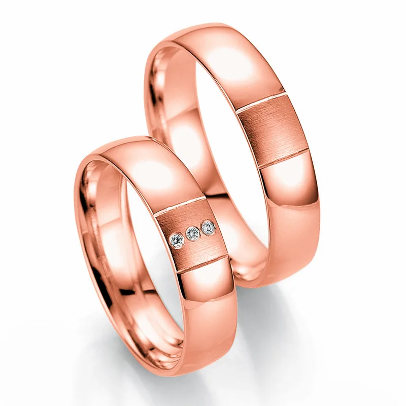 Ροζ Χρυσή Βέρα Γάμου Breuning με ή χωρίς Πέτρες WR331R diamonds k18