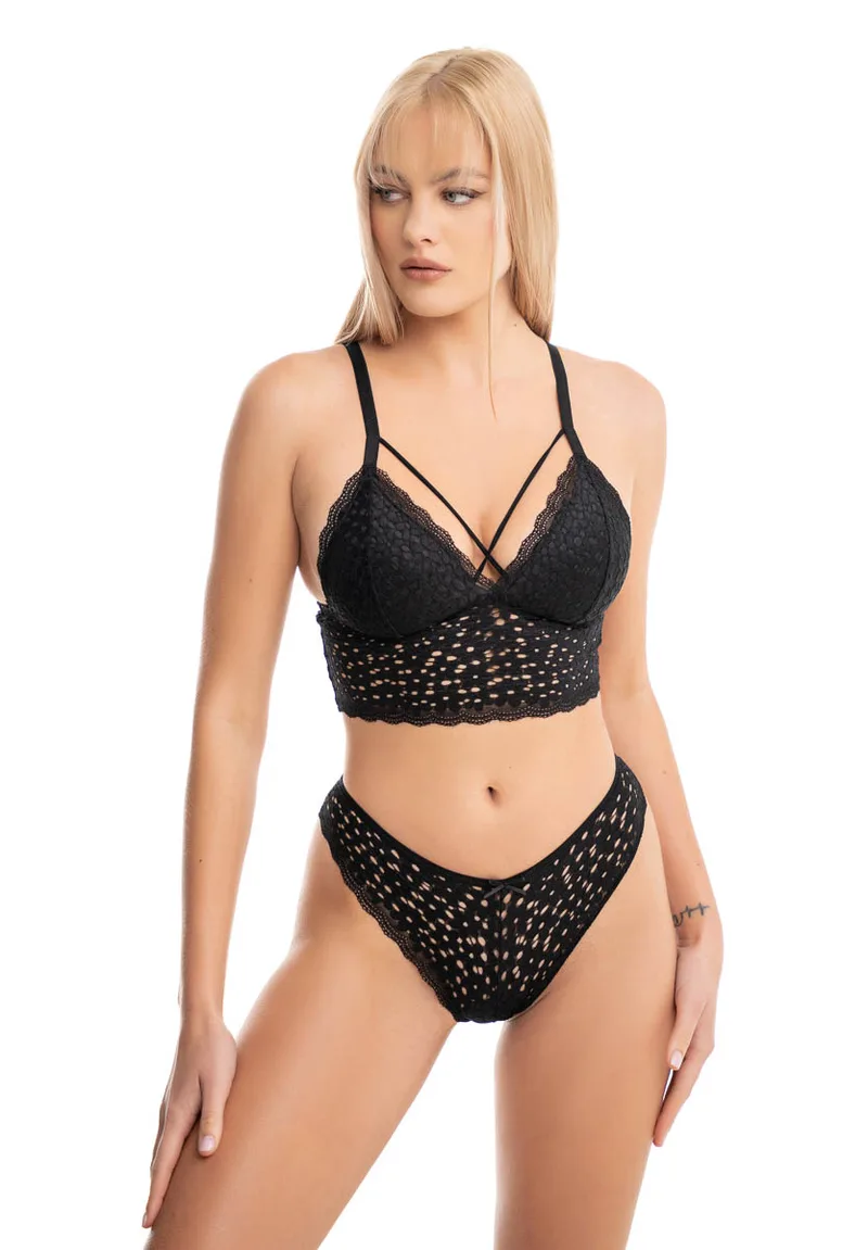 Σετ bralette-brazil No Push Up χωρίς ενίσχυση Koza 80189 80189-Μαύρο