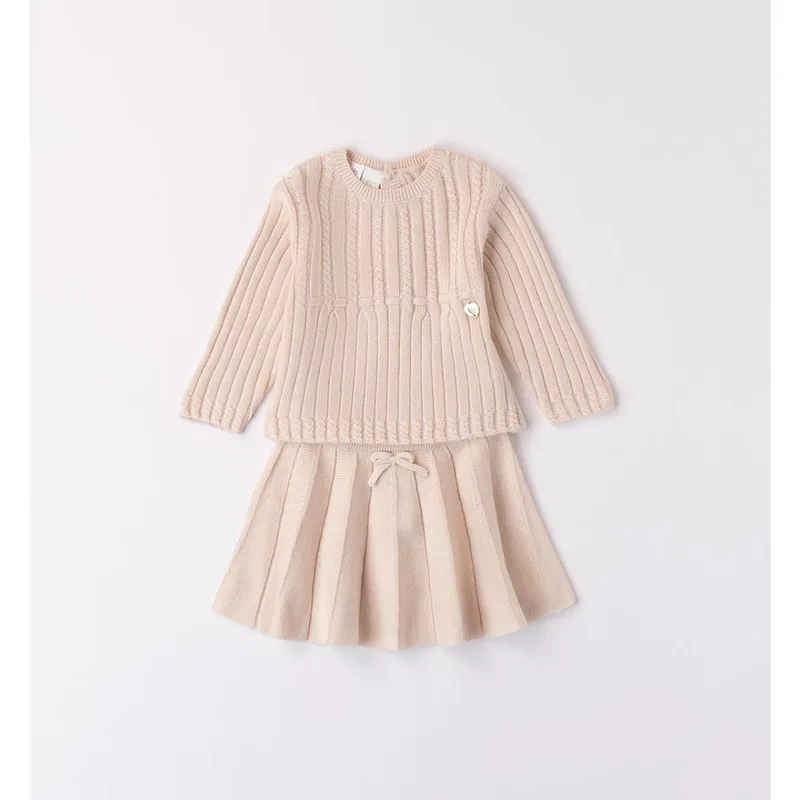 Σετ μπεμπέ πλεκτό φούστα κορίτσι I DO-4.A301-2911-Beige